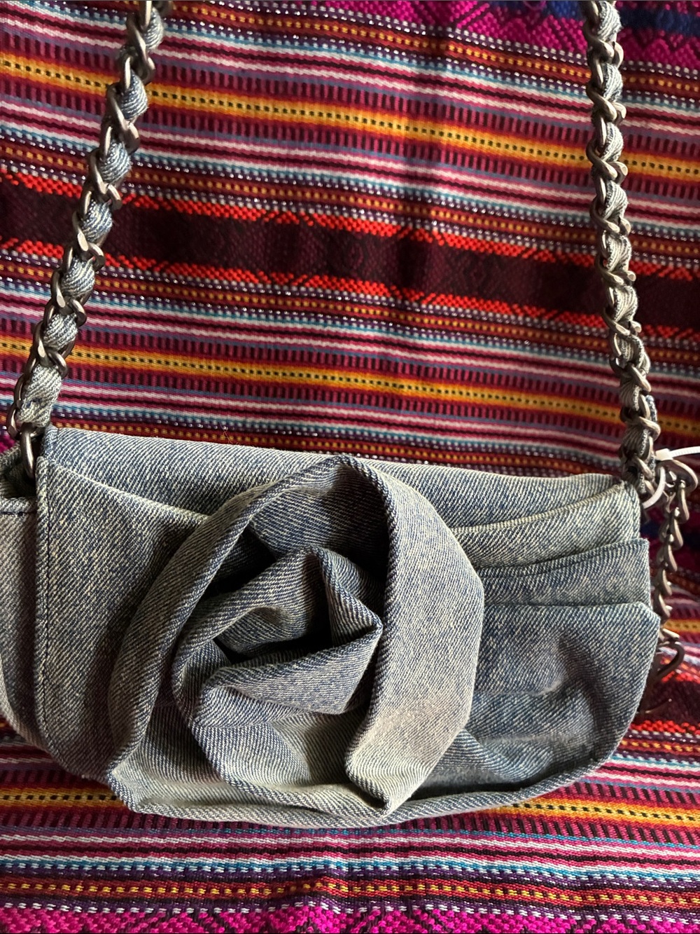 Steve Madden Denim-Look Crossbody Bag in Blue Accent